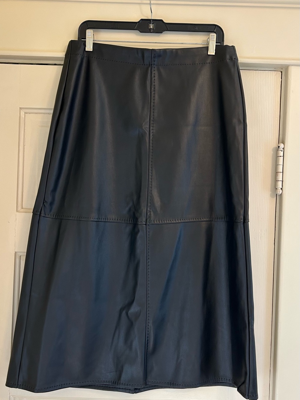 Max Studio Black Faux Leather Midi Skirt